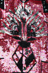 Vintage Judith Ann Creations Floral Arrangement Sequin Cocktail Dress Floral Vase at Recess