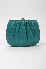 Recess Los Angeles Vintage Judith Leiber Teal Lizard Tassel Bag