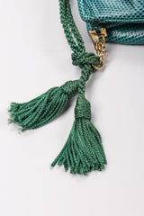 Recess Los Angeles Vintage Judith Leiber Teal Lizard Tassel Bag