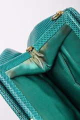 Recess Los Angeles Vintage Judith Leiber Teal Lizard Tassel Bag