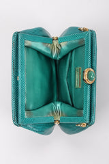 Recess Los Angeles Vintage Judith Leiber Teal Lizard Tassel Bag