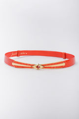Recess Los Angeles Vintage Judith Leiber Orange Snakeskin Belt Gold Diamond Shaped Buckle
