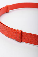 Recess Los Angeles Vintage Judith Leiber Orange Snakeskin Belt Gold Diamond Shaped Buckle