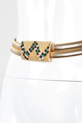 Recess Los Angeles Vintage Judith Leiber Snake Mosaic Buckle Stretch Metal Belt
