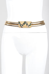 Recess Los Angeles Vintage Judith Leiber Snake Mosaic Buckle Stretch Metal Belt
