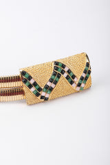 Recess Los Angeles Vintage Judith Leiber Snake Mosaic Buckle Stretch Metal Belt