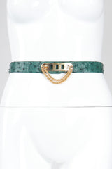 Recess Los Angeles Vintage Judith Leiber Chain Turnlock Ostrich Slide Belt