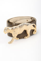 Recess Designer Consignment Vintage Judith Leiber Amen Wardy Gold Panther Buckle Lizard Leather Belt Los Angeles Resale