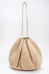 Recess Los Angeles Designer Consignment Vintage Judith Leiber Oversized Woven Lizard Straw Bucket Bag Pouch
