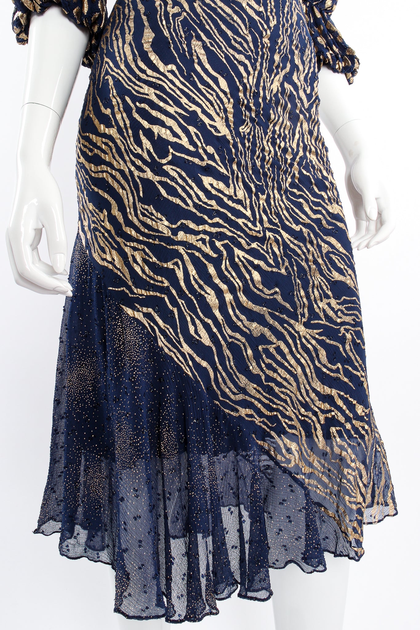 Vintage Judy Hornby Metallic Animal Bias Dress on mannequin skirt at Recess Los Angeles