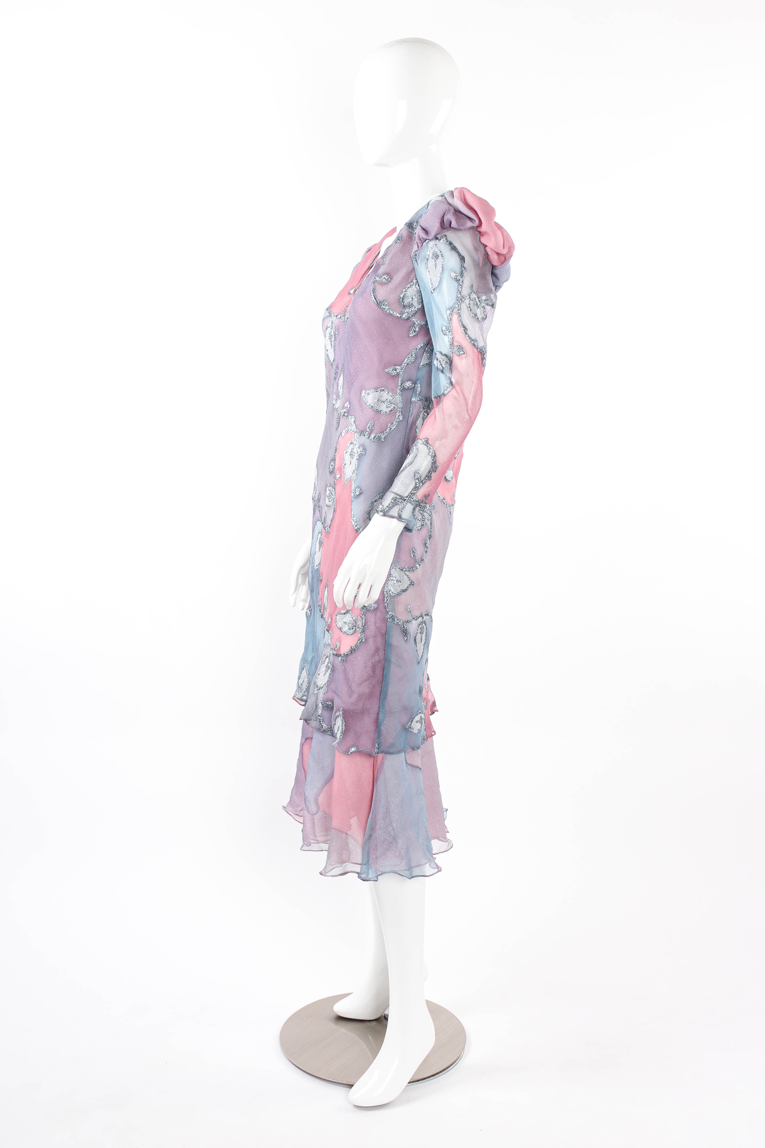 Vintage Judy Hornby Silk Patchwork Dress mannequin side  @ Recess LA