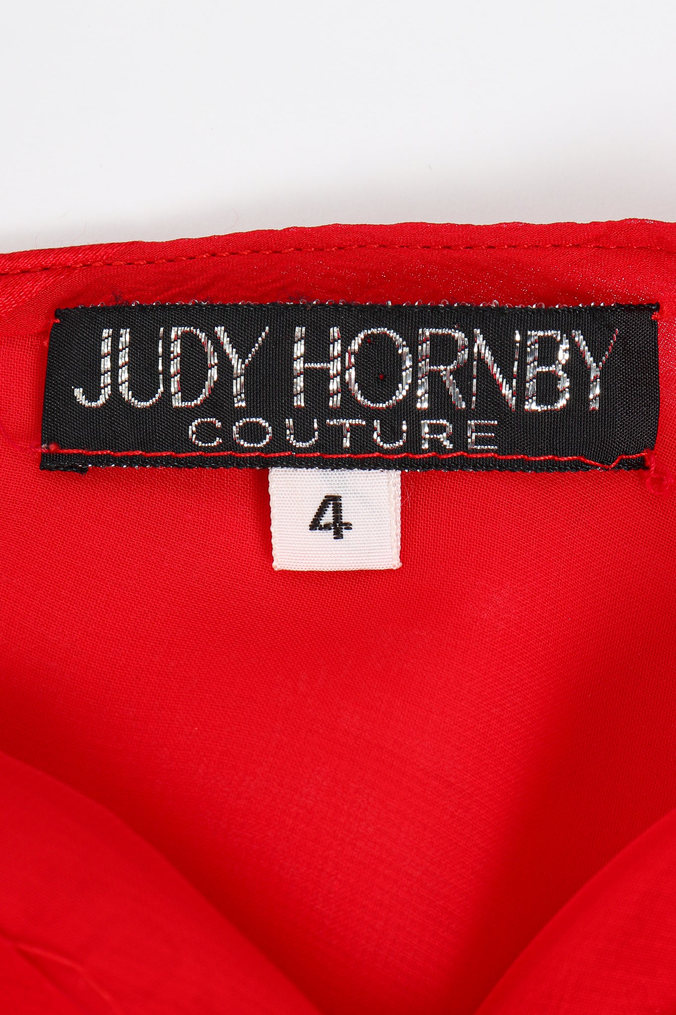 Vintage Judy Hornby Asymmetrical Ruffle Sleeve Bias Dress label at Recess LA