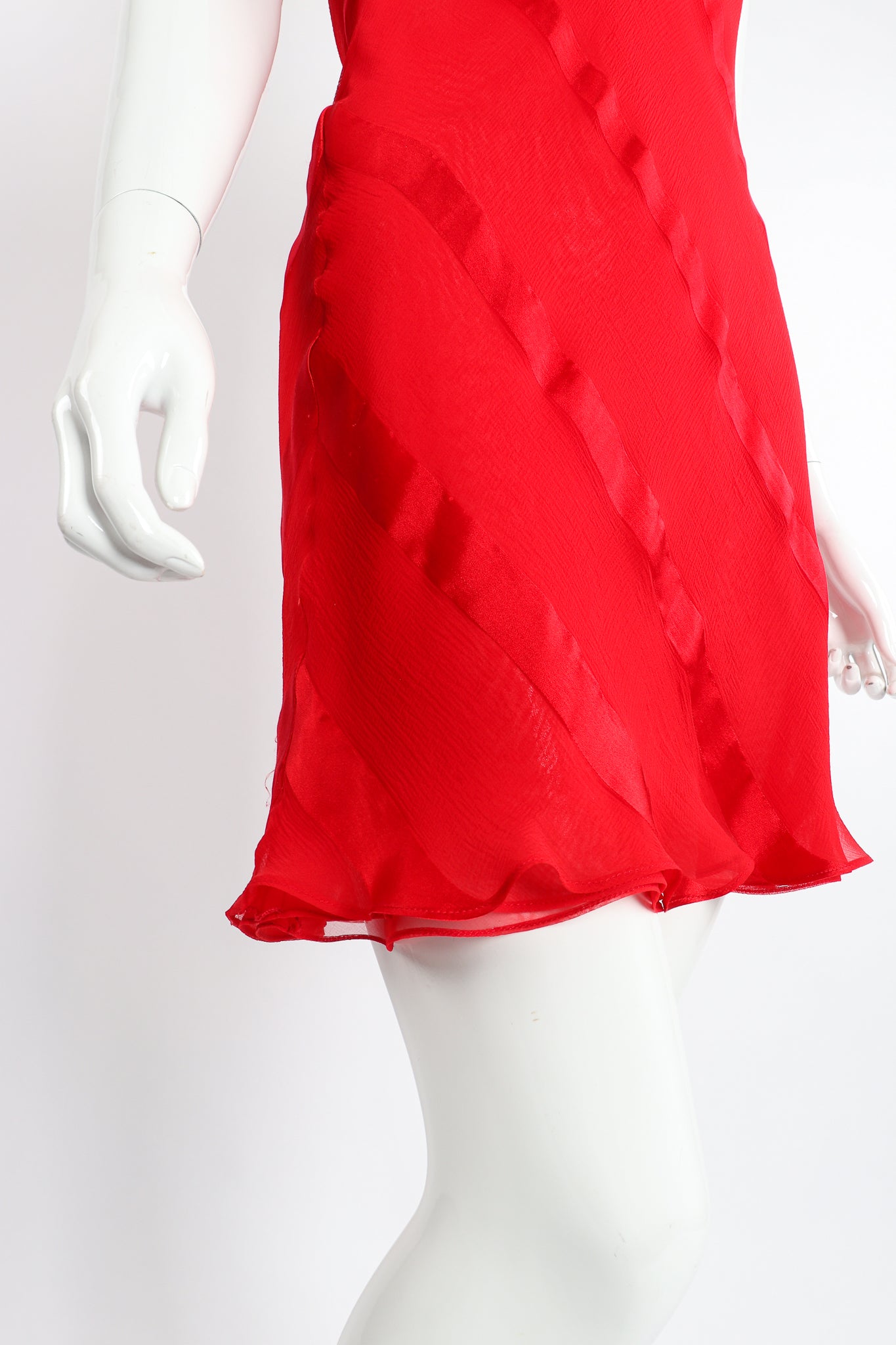 Vintage Judy Hornby Asymmetrical Ruffle Sleeve Bias Dress on Mannequin Skirt at Recess Los Angeles