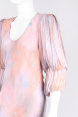 Recess Los Angeles Vintage Judy Hornby Silk Chiffon Watercolor Sunset Sky Bias Dress