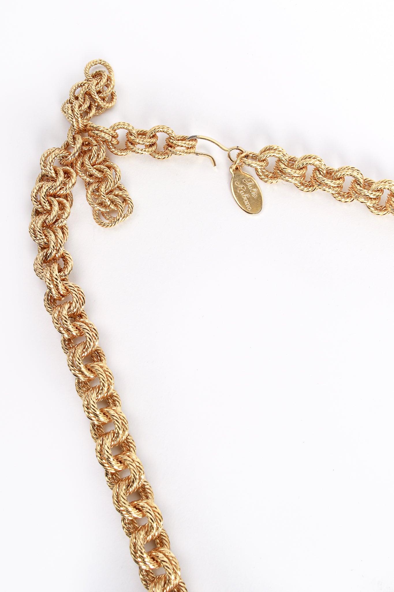 Vintage Julie Rubano Large Rings Chain Link Necklace Cartouche and Hook Closuep at Recess LA