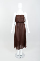 Vintage Julio Sheer Silk Chiffon Stripe Dress On mannequin slip at recess