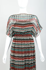 Vintage Julio Sheer Silk Chiffon Stripe Dress On mannequin front crop at recess