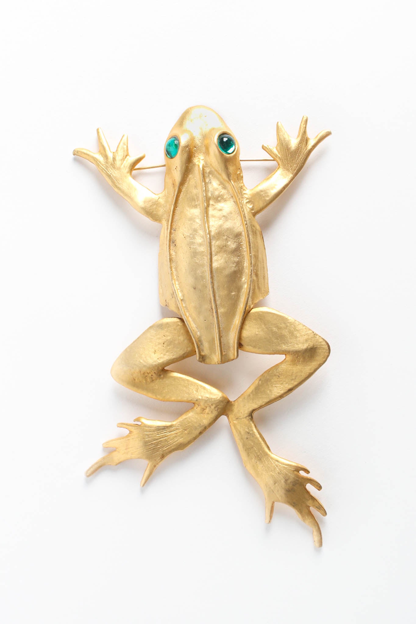 Vintage Kenneth Jay Lane Leaping Frog Brooch front @ Recess Los Angeles