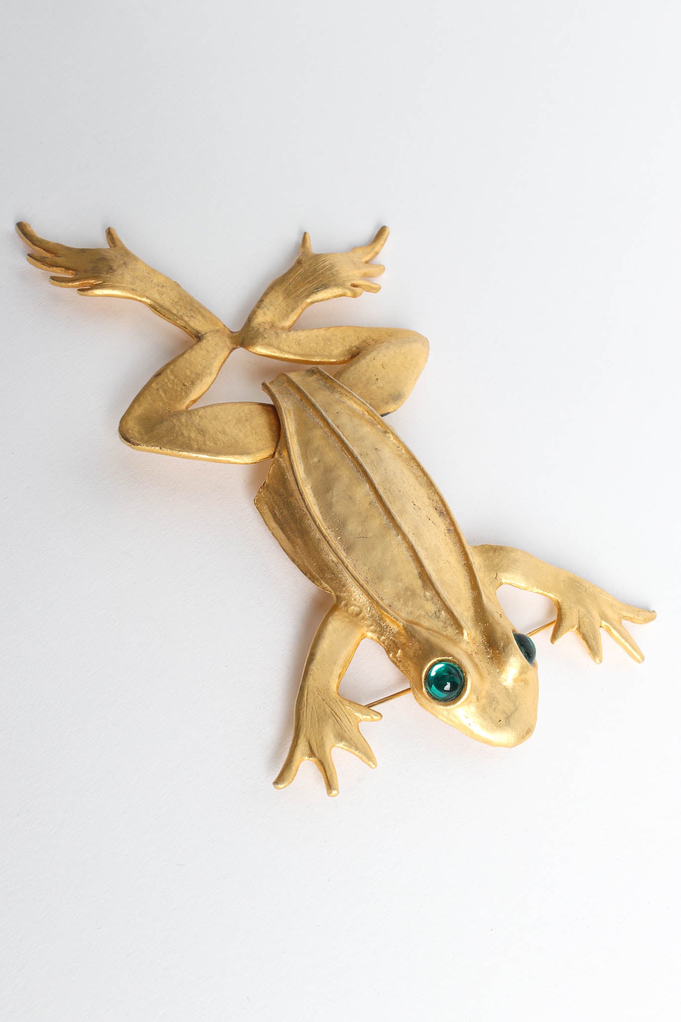 Vintage Kenneth Jay Lane Leaping Frog Brooch diagonal front @ Recess Los Angeles