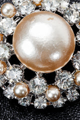 Vintage Kanar Pearl Fringe Cropped Leather Tux Jacket Distress on pearl button