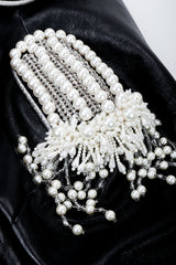 Vintage Kanar Pearl Fringe Cropped Leather Tux Jacket Shoulder Epaulette