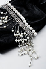 Vintage Kanar Pearl Fringe Cropped Leather Tux Jacket Sleeve Detail at Recess LA