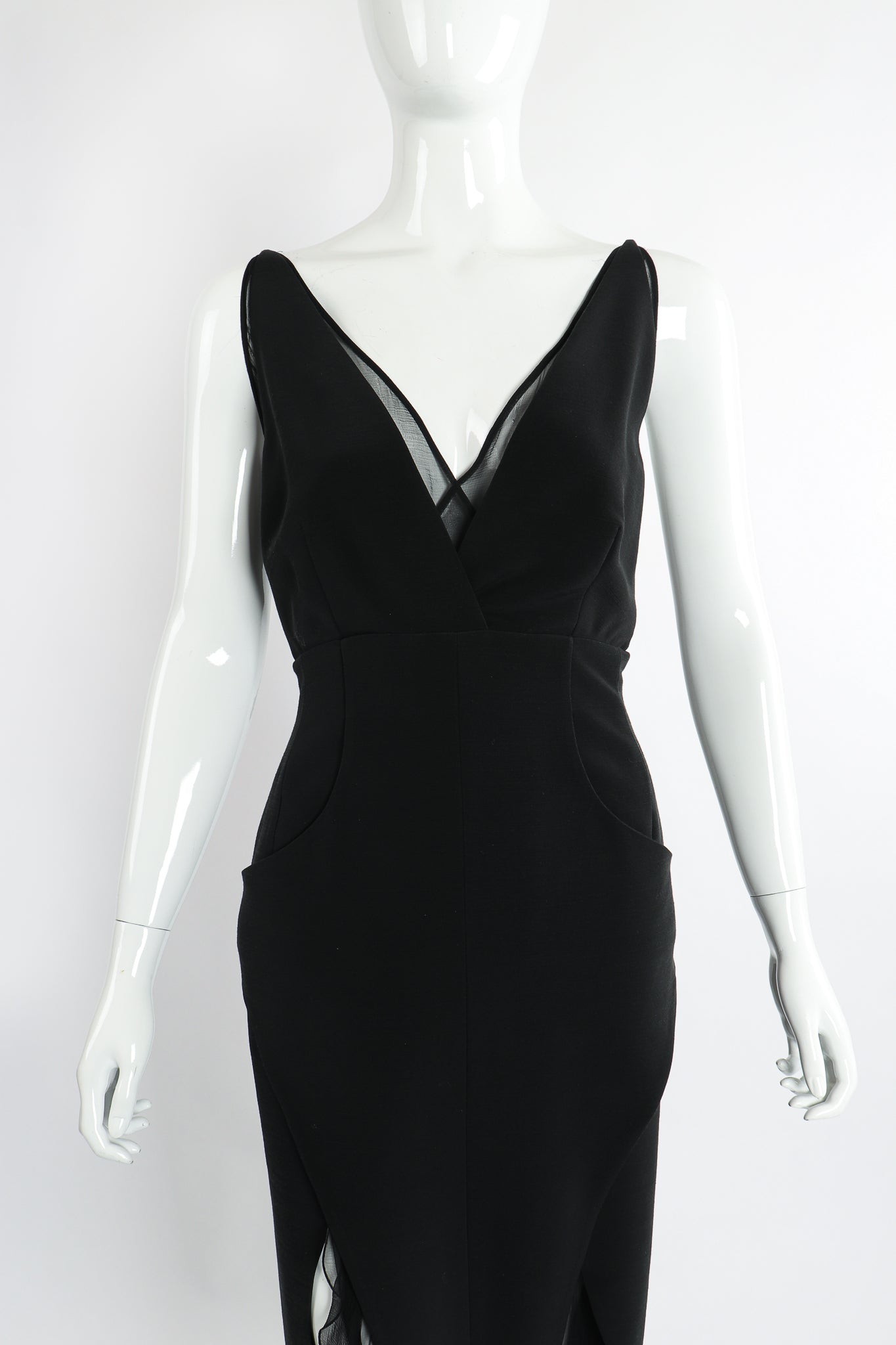 Vintage Karl Lagerfeld Layered Pointed Hem Dress on Mannequin front crop at Recess Los Angeles
