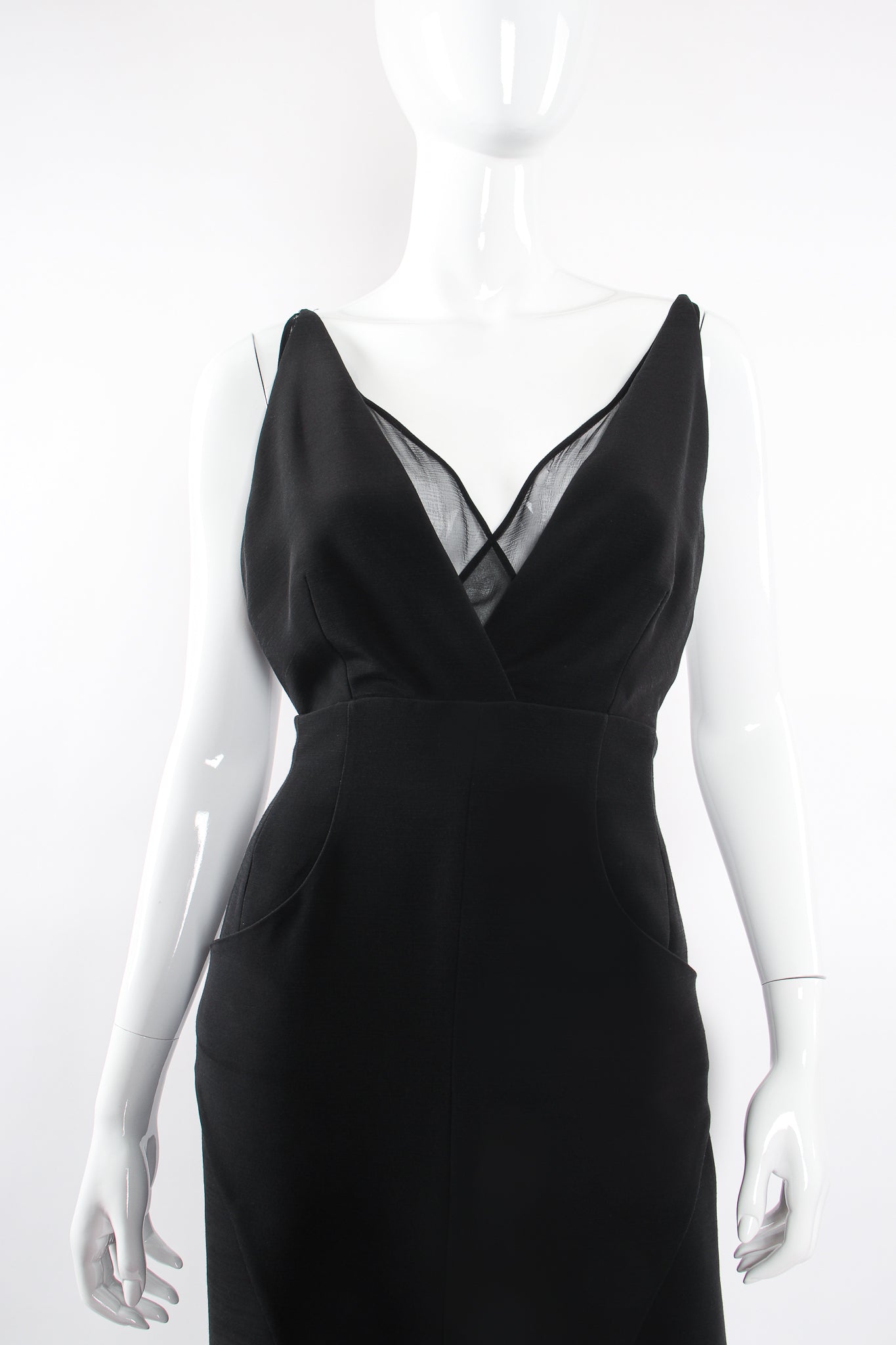 Vintage Karl Lagerfeld Layered Pointed Hem Dress on Mannequin front crop at Recess Los Angeles
