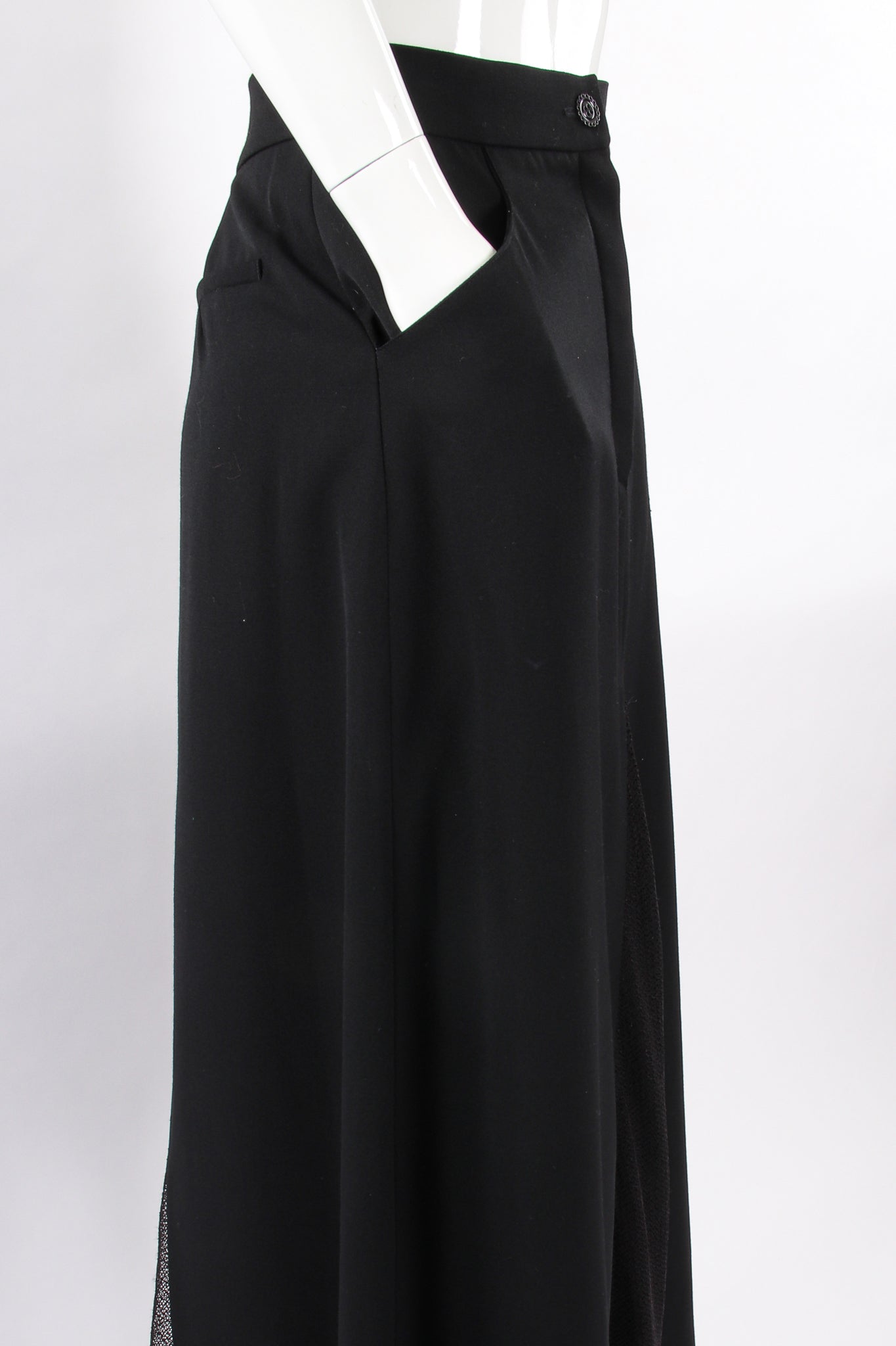 VIntage Karl Lagerfeld Mesh Cutout Jacket & Skirt Set pocket detail at Recess LA