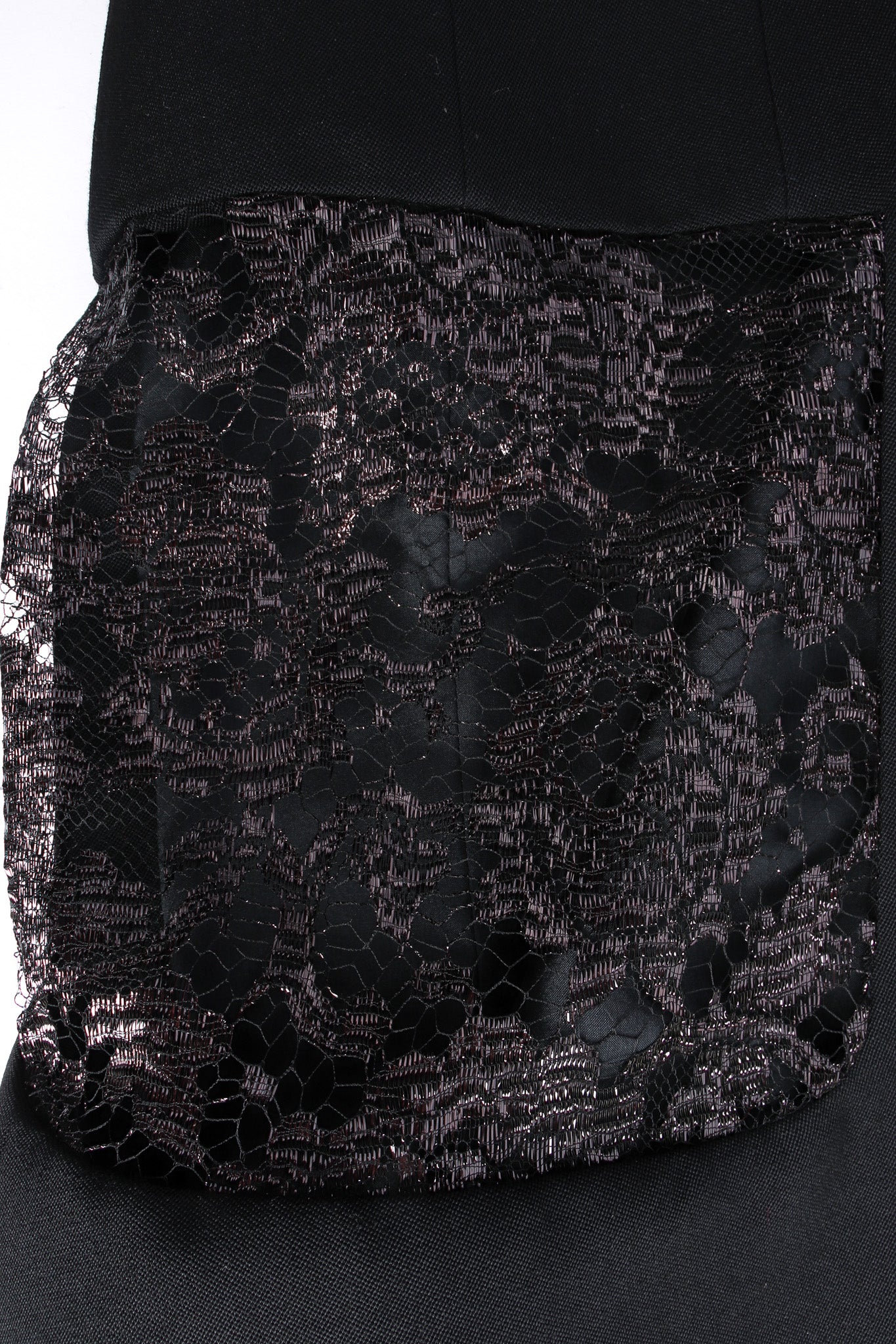 Vintage Karl Lagerfeld Metallic Lace Panel Wool Blazer lace panel close @ Recess LA