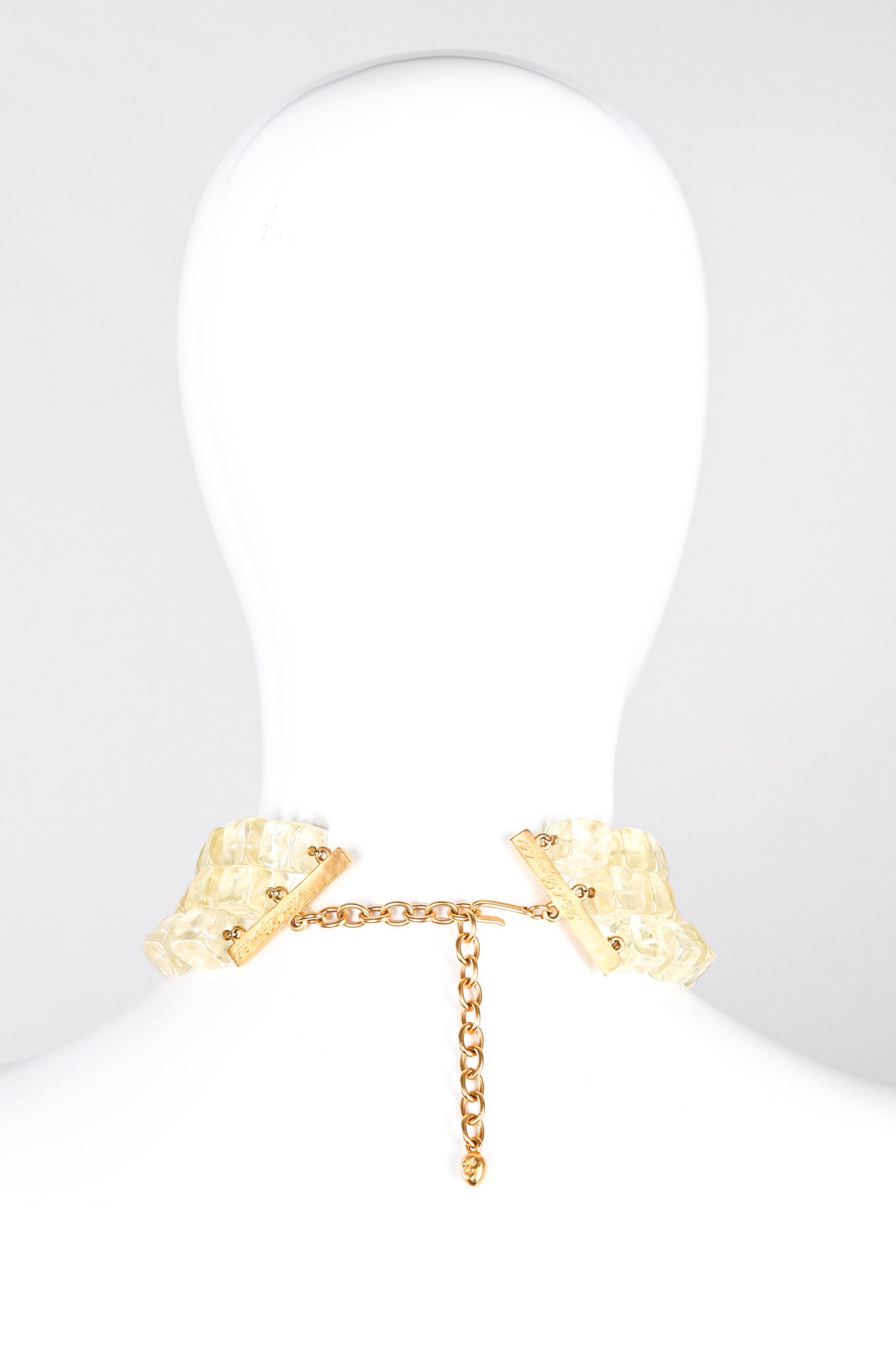 Recess Los Angeles Vintage Karl Lagerfeld Resin Frosted Cubes Chain Link Gold Collar Choker