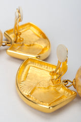 Recess Vintage Karl Lagerfeld Golden Fan Pearl Drop Earring Clip Backs