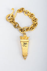 Vintage Karl Lagerfeld Gold Chain Link Arrow Charm Bracelet