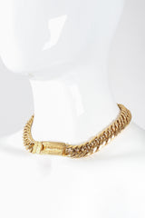 Recess Los Angeles Designer Consignment Vintage Karl Lagerfeld Chunky Thick Cuban Curb Chain Logo Choker Collar Necklace