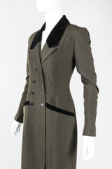 Recess Designer Consignment Vintage Karl Lagerfeld Velvet Tipped Long Reefer Coat Los Angeles Resale