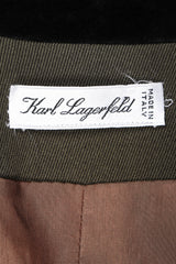 Recess Designer Consignment Vintage Karl Lagerfeld Velvet Tipped Long Reefer Coat Los Angeles Resale