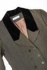 Recess Designer Consignment Vintage Karl Lagerfeld Velvet Tipped Long Reefer Coat Los Angeles Resale