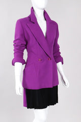 Recess Los Angeles Vintage Karl Lagerfeld Radiant Orchid Bouclé Jacket & Pleated Skirt Set