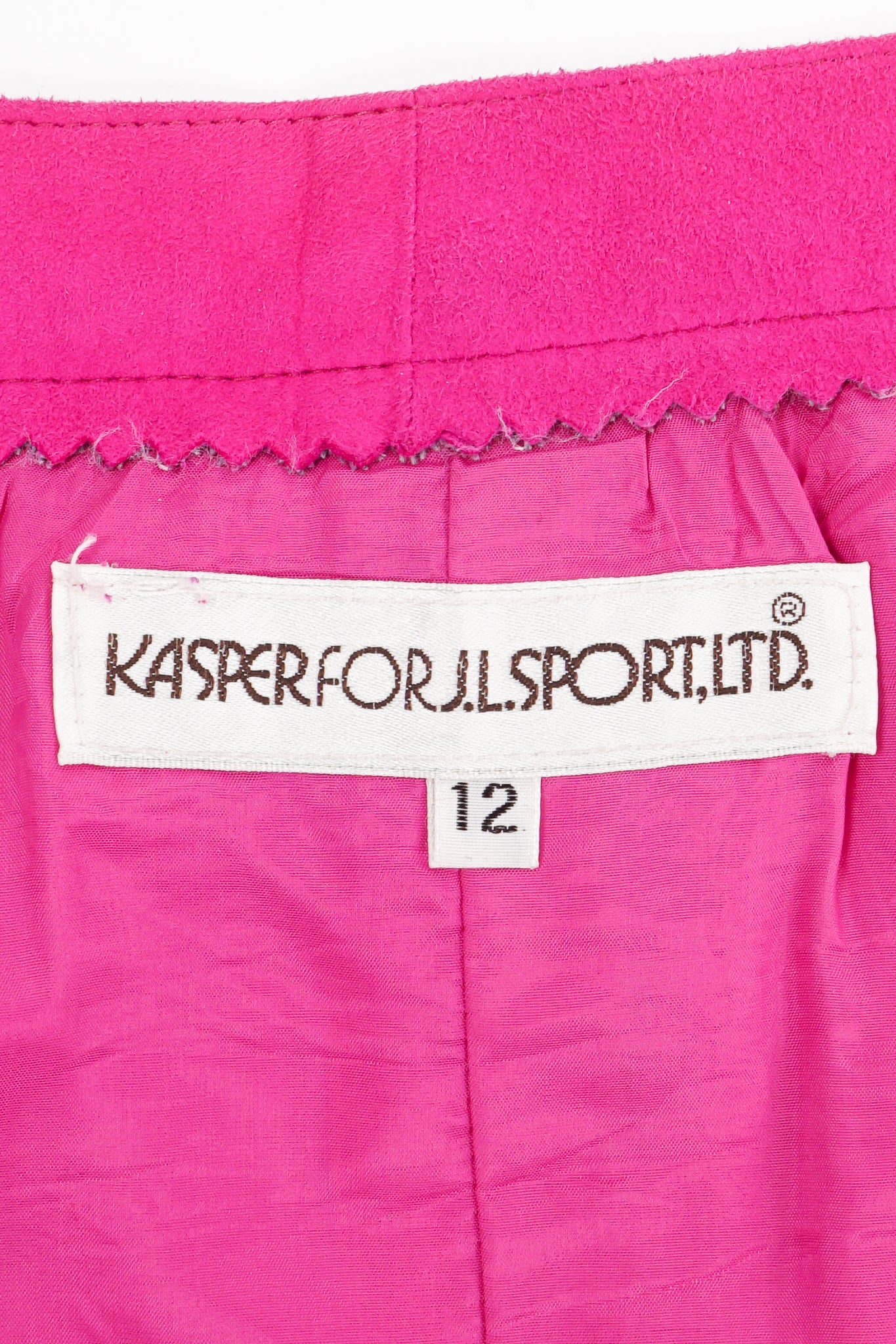 Vintage Kasper for JL Sport Hot Pink Tissue Suede Wrap Skirt label at Recess LA