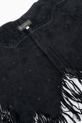 Vintage Katherine Baumann Black Studded Suede Fringe Belt inner