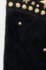 Vintage Katherine Baumann Black Studded Suede Fringe Belt suede detail at Recess