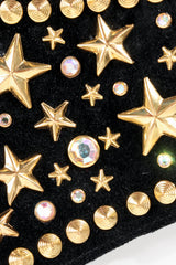 Vintage Katherine Baumann Black Studded Suede Fringe Belt star detail at Recess