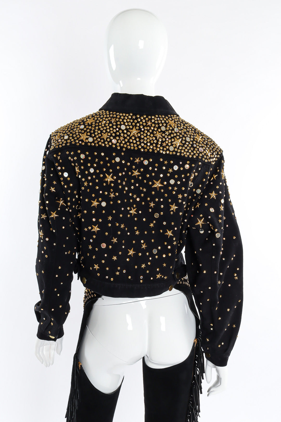 Studded denim jacket by Katherine Baumann mannequin back @recessla