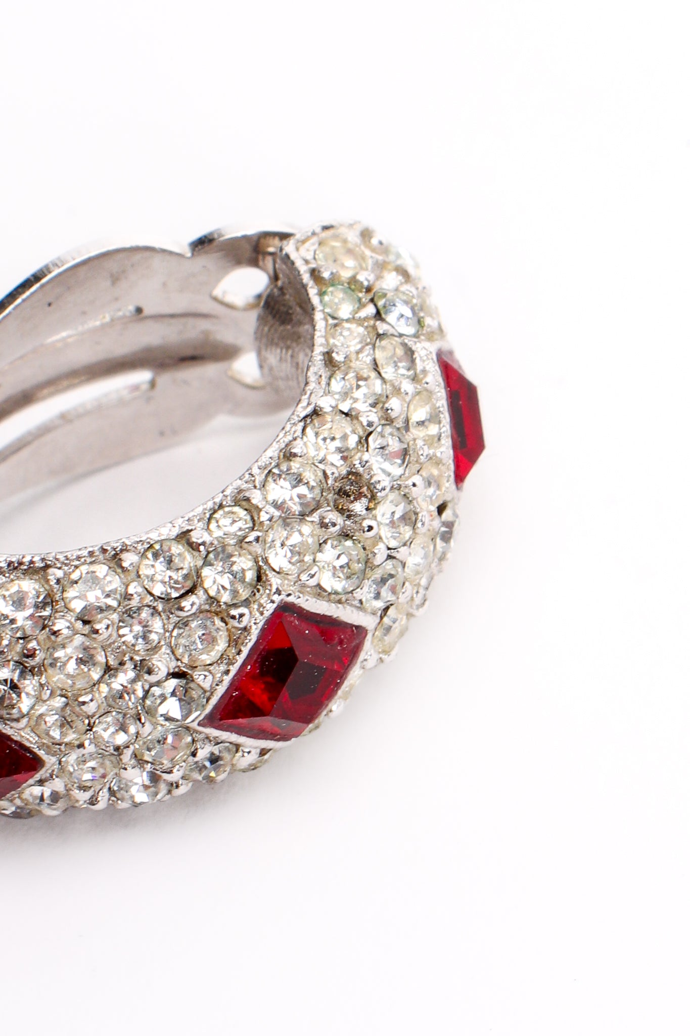 Vintage Kenneth Lane Diamond Ruby Collar Bracelet & Earring Set missing stone @ Recess