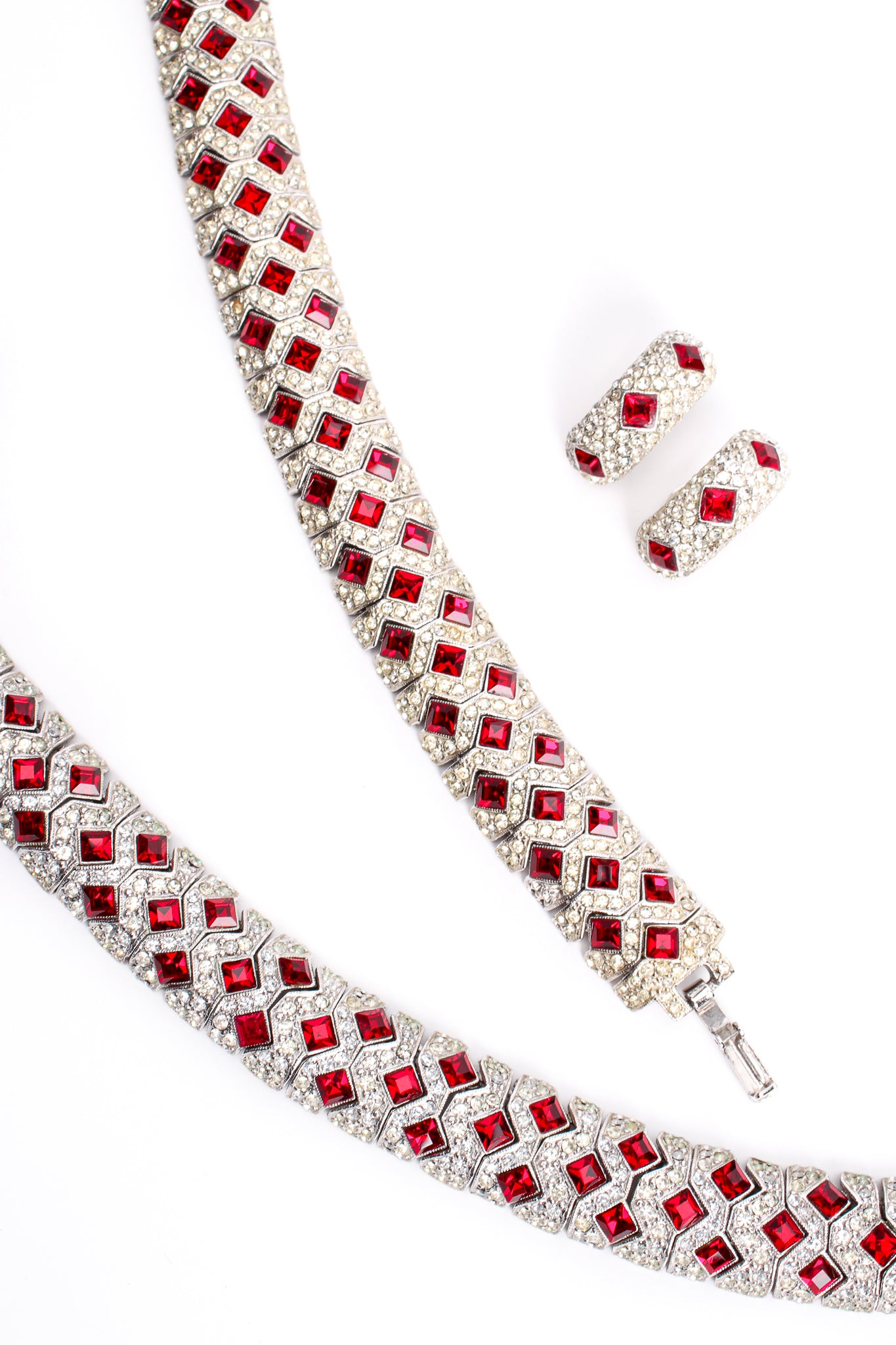 Vintage Kenneth Jay Lane Diamond Ruby Collar Bracelet & Earring Set at Recess Los Angeles