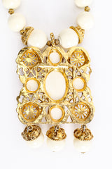 Vintage Kenneth Lane Filigree Bone Bead Layering Necklace pendant backside at Recess Los Angeles