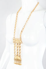 Recess Designer Consignment Vintage Kenneth Lane Egyptian Revival Bird Plate Pendant Necklace Los Angeles Resale