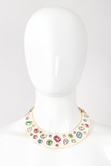 Recess Los Angeles Vintage Kenneth Jay Lane Gemstone Enamel Collar Plate Necklace