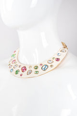 Recess Los Angeles Vintage Kenneth Jay Lane Gemstone Enamel Collar Plate Necklace