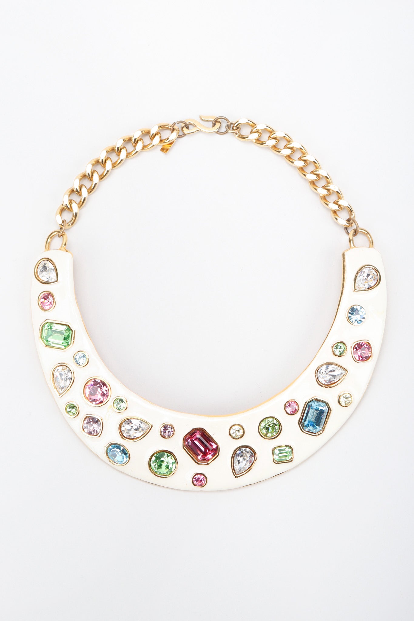 Recess Los Angeles Vintage Kenneth Jay Lane Gemstone Enamel Collar Plate Necklace
